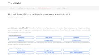 Hotmail Accedi | Come iscriversi e accedere a www ... - Tiscali Mail