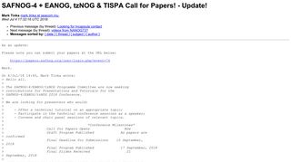 SAFNOG-4 + EANOG, tzNOG & TISPA Call for Papers! - Update! - Nanog