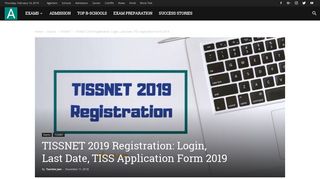 TISSNET 2019 Registration: Login, Last Date, TISS Application Form ...