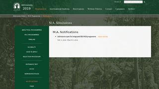 M.A. Admissions Notifications | Admissions, TISS