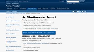 Get Titan Connection Account - Career Center | CSUF