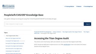 Accessing the Titan Degree Audit - Sites