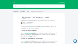 Logging Into Your Tithe.ly Account | Tithe.ly Help Center