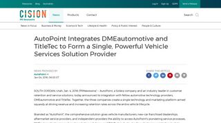 AutoPoint Integrates DMEautomotive and TitleTec to Form a Single ...