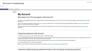 My Account: Troubleshooting - TiVo Support