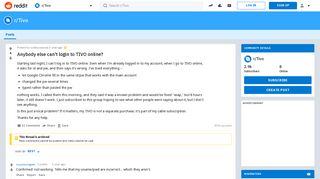 Anybody else can't login to TIVO online? : Tivo - Reddit