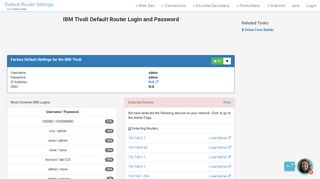 IBM Tivoli Default Router Login and Password - Clean CSS