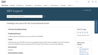 IBM Creating a new user id for the Tivoli Enterprise Portal - United States