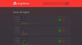 tiwar.net passwords - BugMeNot