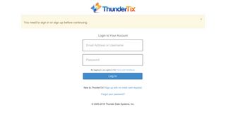 ThunderTix Online Ticketing Software - Log In