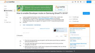 How to enable Developer mode on Samsung SmartTV 2018? - Stack Overflow