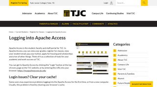 Logging into Apache Access - Tyler Junior College