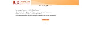 Generate/Reset Password - TJSB Sahakari Bank Ltd.