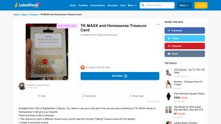 TK MAXX and Homesense Treasure Card at Bigbrandtreasure ...