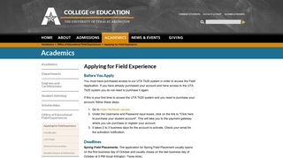 Applying for Field Experience - College of Education - UT Arlington