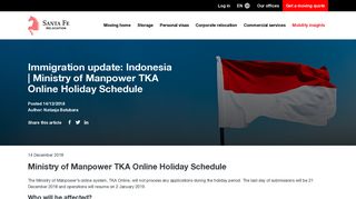 Immigration update: Indonesia | Ministry of Manpower TKA Online ...