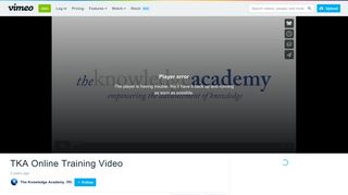 TKA Online Training Video on Vimeo