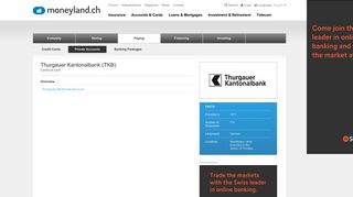 Thurgauer Kantonalbank (TKB) private accounts - moneyland.ch