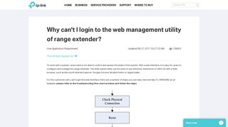 Why can't I login to the web management utility of range extender ...