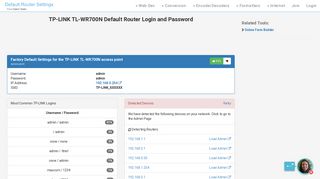 TP-LINK TL-WR700N Default Router Login and Password