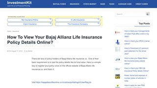 How to view your Bajaj Allianz life insurance policy details online ...