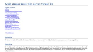 Tweak License Server (tlm_server) Version 2.6
