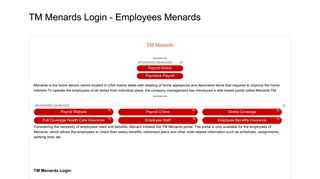 TM Menards Login - Employees Menards