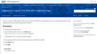 Logging into Cognos TM1 Web with Integrated Login - IBM