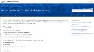 Logging into Cognos TM1 Web with Integrated Login - IBM