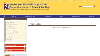 TMA - Login: The National institute of Open Schooling (NIOS)