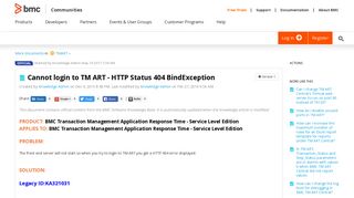 Cannot login to TM ART - HTTP Status 404 BindEx... | BMC Communities