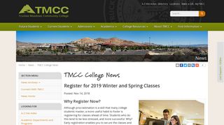 News - Register for 2019 Winter and Spring Classes - Truckee ... - Tmcc