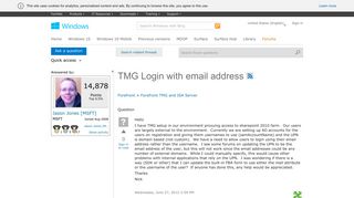 TMG Login with email address - Microsoft