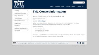 TML Contact Information - Texas Municipal League