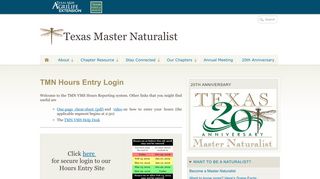 TMN Hours Entry Login | Texas Master Naturalist