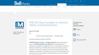 TMN GO Now Available on Android Tablets and Smartphones – Bell ...