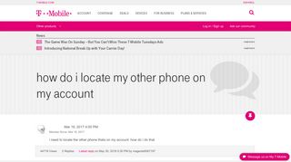 how do i locate my other phone on my account | T-Mobile Support