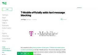 T-Mobile officially adds text message blocking | TechCrunch
