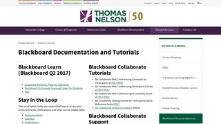 Blackboard Documentation and Tutorials | Thomas Nelson Community ...