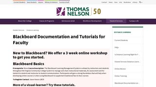 Blackboard Documentation and Tutorials for Faculty | Thomas Nelson ...