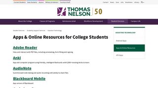 Apps & Online Resources for College Students | Thomas Nelson ...