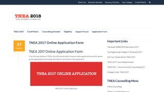 TNEA 2017 Online Application Form - TNEA 2018