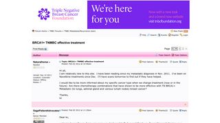 BRCA1+ TNMBC effective treatment - TNBC Foundation Forum - Page 1