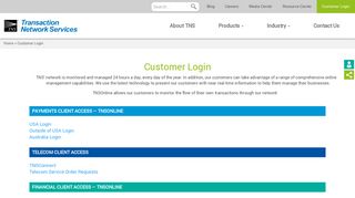 TNS Customer Login - Transaction Network Services