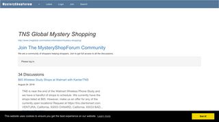 TNS Global Mystery Shopping: Discussions @ MysteryShopForum.com