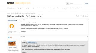 TNT App on Fire TV - Can't Select Login - Fire TV - Devices ...