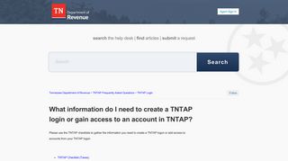 What information do I need to create a TNTAP login or gain access to ...