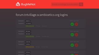 forum.tntvillage.scambioetico.org passwords - BugMeNot