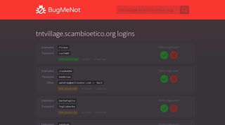 tntvillage.scambioetico.org passwords - BugMeNot