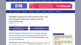 TNUSRB Fingerprint SI Recruitment 2018, 202 Sub Inspector ...